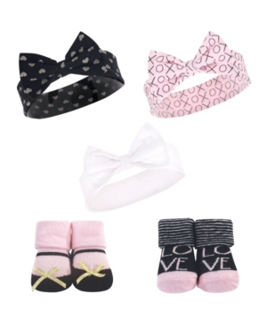 Baby Girls 5 Piece Headband and Socks Set