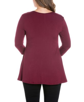 Plus Size 3/4 Sleeve V-Neck Tunic Top
