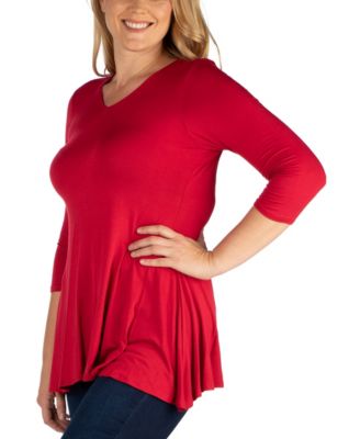 Plus Size 3/4 Sleeve V-Neck Tunic Top