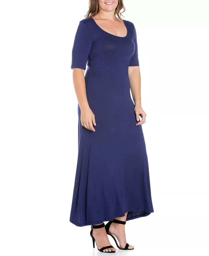 Plus Size Elbow Length Sleeve Maxi Dress - thumbnail 3