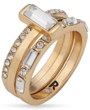 image of Rachel Rachel Roy Gold-Tone Crystal Attached Trio-Ring