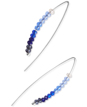 image of Lucky Brand Gold-Tone Ombre Beaded Threader Earrings