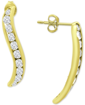 image of Giani Bernini Cubic Zirconia Curvy Drop Earrings in 18k Gold-Plated Sterling Silver, Created for Macy-s