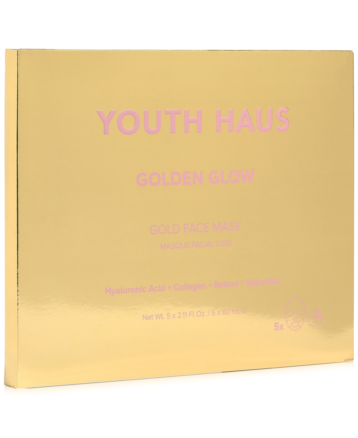 SKIN GYM YOUTH HAUS GOLDEN GLOW GOLD FACE MASK, 5-PK.