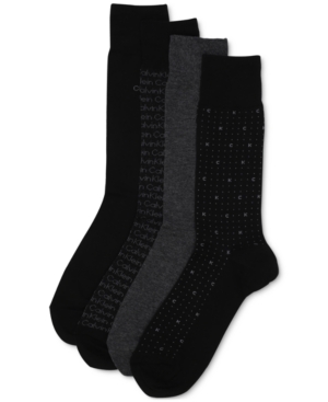 Calvin Klein Men's 4-Pack Logo Dress Socks