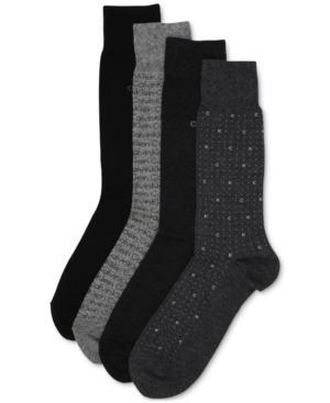 Calvin Klein Men's 4-Pack Logo Dress Socks