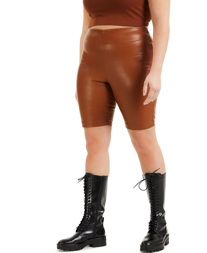 pink leather biker shorts