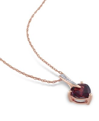 Garnet and Diamond Accent Heart Pendant and Chain