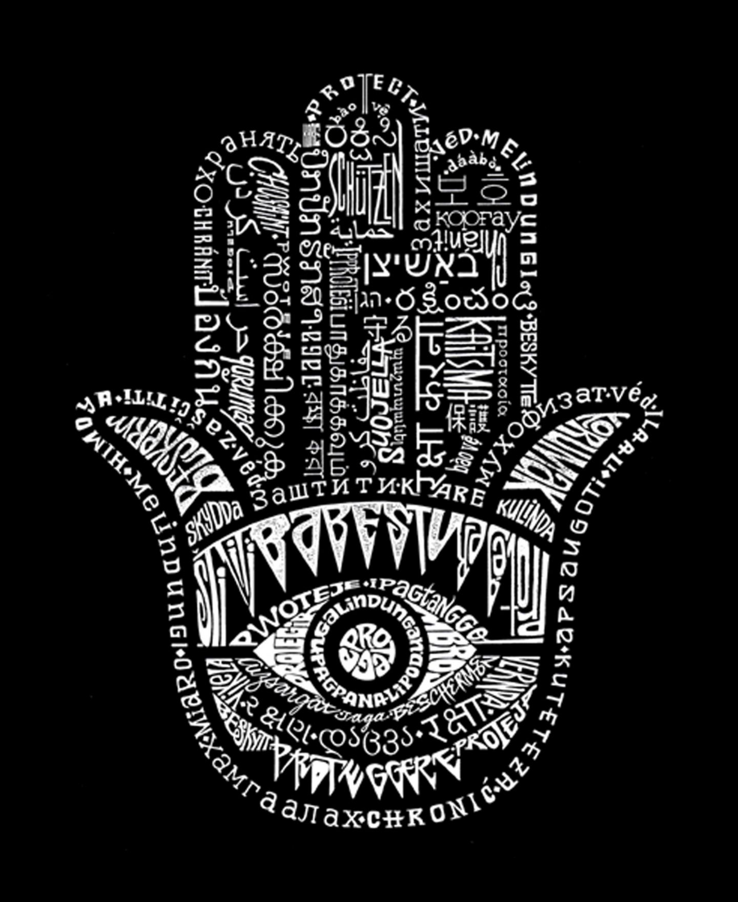 Женская толстовка LA Pop Art Word Art Crewneck Hamsa, цвет: Чёрный — фото 2