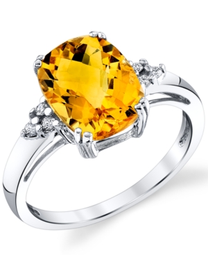 image of Citrine (2-3/4 ct. t.w.) & Diamond (1/20 ct. t.w.) Ring in Sterling Silver