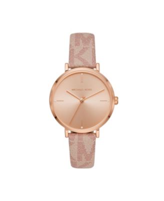 Michael Kors - Women's Jayne Three-Hand Blush Signature Logo Strap Watch 38mm