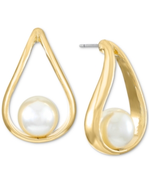 image of Alfani Gold-Tone Imitation Pearl Tear-Shaped Drop Earrings, Created for Macy-s