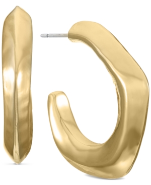 image of Alfani Gold-Tone Small Sculptural C-Hoop Earrings, 0.8