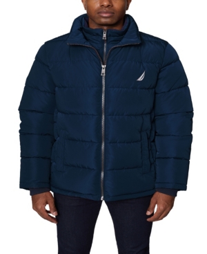 Nautica Men's Puffer with Bib Insert Jacket