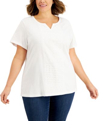 macys plus size white blouses