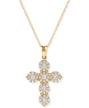 image of Diamond Cross Pendant Necklace (5/8 ct. t.w.) in 14K Gold or 14K White Gold