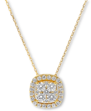 image of Diamond Halo Cluster Pendant Necklace (1 ct. t.w.) in 14k Gold or 14k White Gold