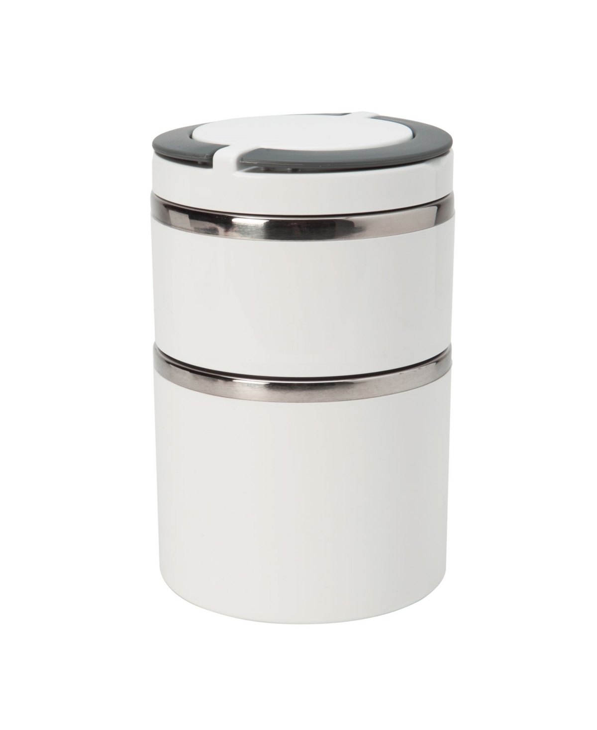 Kitchen DetailsÂ 2 Tier Round Twist Stainless Steel Insulated Lunch Box - White