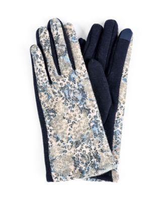 Women's Leopard Mixed Media Jersey Touchscreen Glove