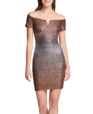 guess off the shoulder bodycon dress