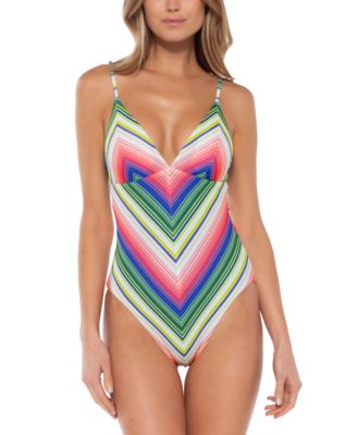 Becca - Santa Catarina Textured Rib Striped One-Piece Swimsuit