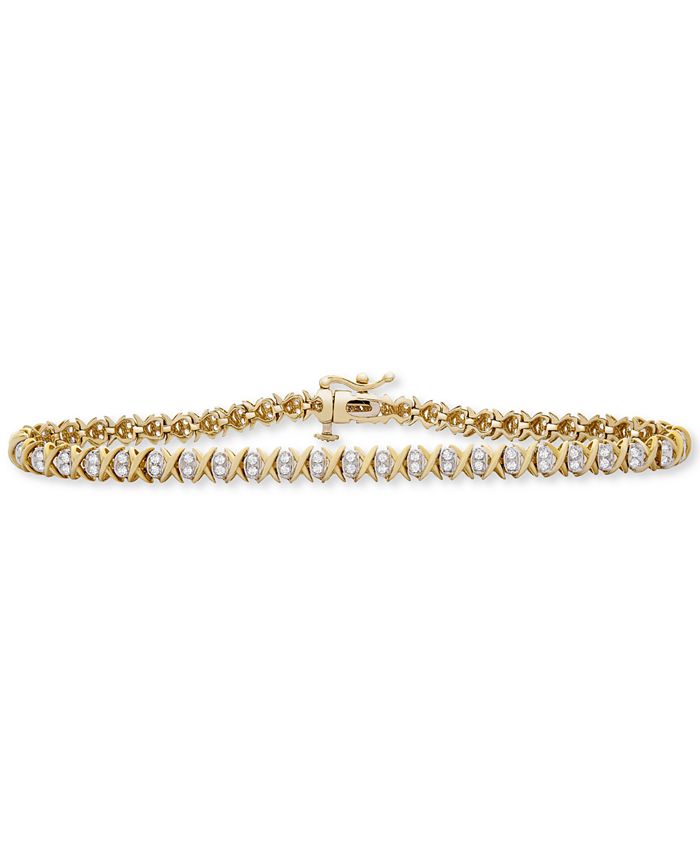 Macy's - Diamond X Link Bracelet (1 ct. t.w.) in 10k Gold