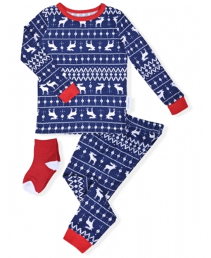 image of Max & Olivia Toddler Boys 2-Piece Fair Isle Pajama Sock Set
