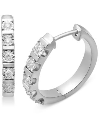 macy's silver diamond hoop earrings