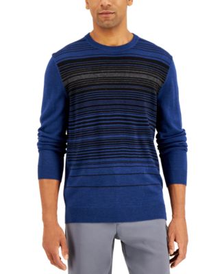 Alfani Men's Merino Blend Stripe Crewneck Sweater, Created for Macy's ...