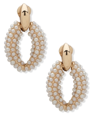 image of Anne Klein Pearl Drop Clip-On Earrings