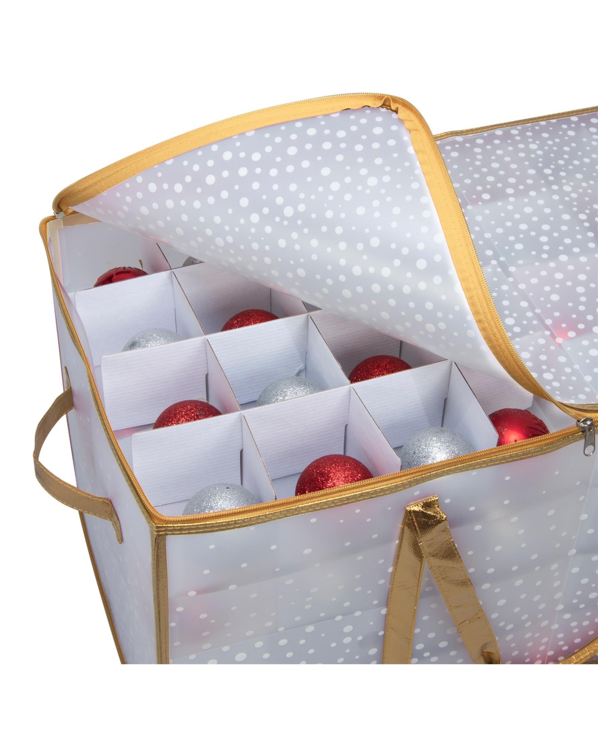 Simplify 128 Count Ornament Storage Organizer In Gold In Red