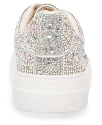 Betsey Johnson Sidny Lace-Up Rhinestone Platform Sneakers