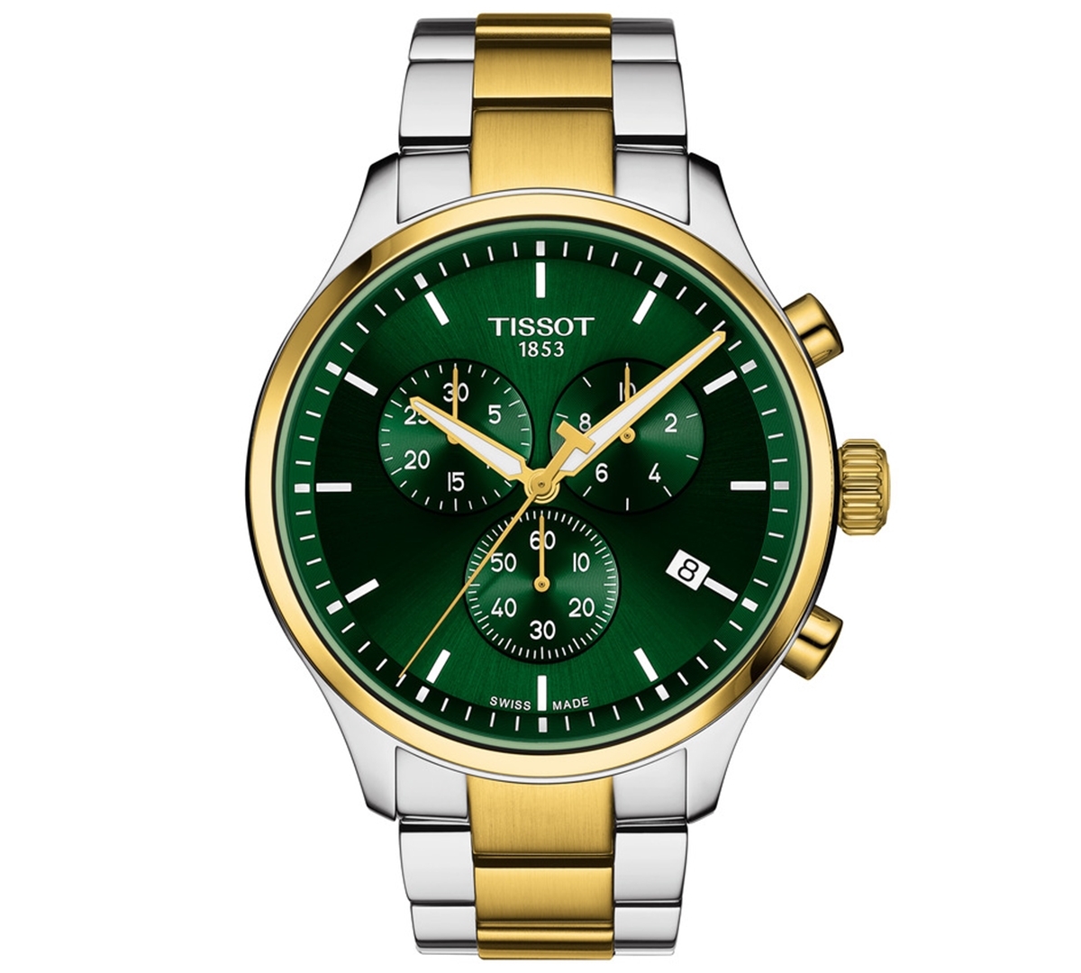 Shop Tissot Men's Swiss Chronograph Chrono Xl Classic Two-tone Stainless Steel Bracelet Watch 45mm In Green