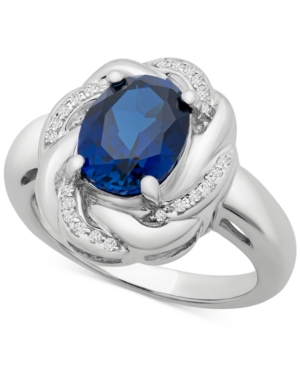 image of Blue Sapphire (1-3/4 ct. t.w.) & White Sapphire (1/6 ct. t.w.) Ring in Sterling Silver