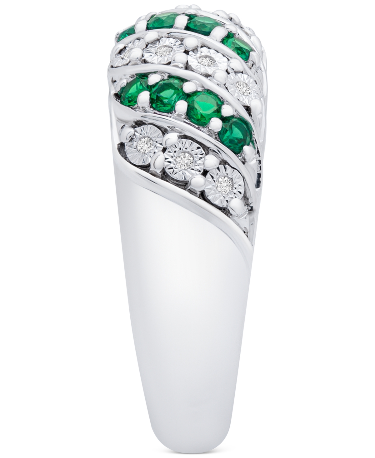 Sapphire (3/8 ct. t.w.) & Diamond (1/20 ct. t.w.) Statement Ring in Sterling Silver (Also in Ruby & - EMERALD