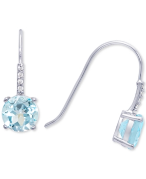 image of Blue Topaz (3-1/10 ct. t.w.) & Cubic Zirconia Drop Earrings in Sterling Silver