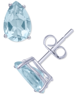 image of Blue Topaz Pear Stud Earrings (3-1/8 ct. t.w.) in Sterling Silver