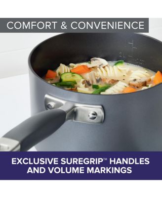 Advanced Home Hard-Anodized Nonstick Straining Saucepan, 2-Quart