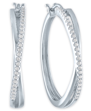 image of Diamond Crossover Hoop Earrings (1/4 ct. t.w.) in Sterling Silver