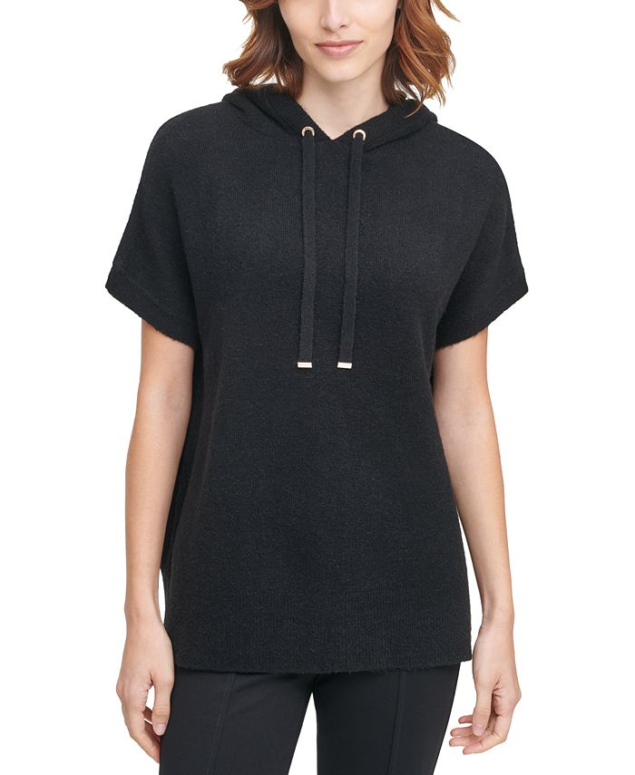 ik wil Geest sneeuw Calvin Klein Hooded Short-Sleeve Sweater & Reviews - Tops - Women - Macy's