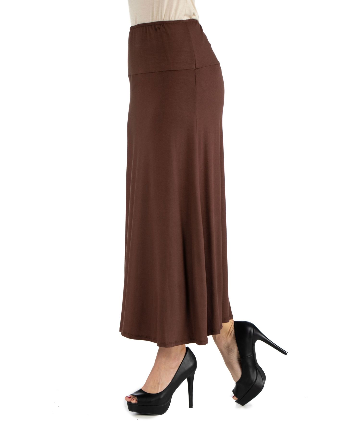 Женская юбка 24seven Comfort Apparel Elastic Waist Maxi, цвет: Коричневый — фото 3