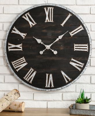 Oversized Farmhouse Wooden Galvanized Wall Clock