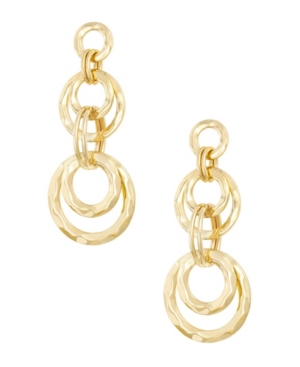 image of Gold Plated Multi Ring Hammered Earrings