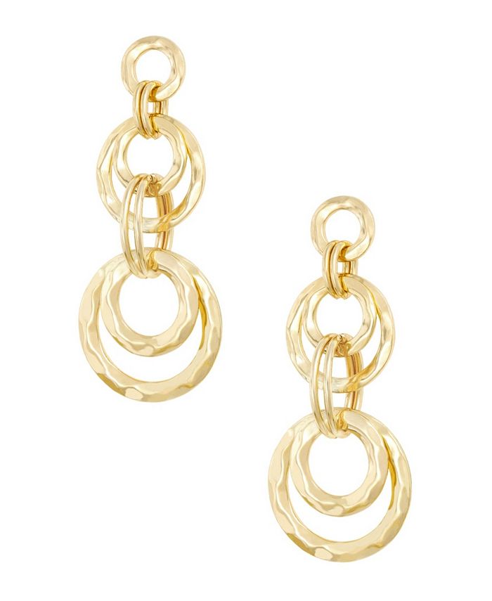 ETTIKA Gold Plated Multi Ring Hammered Earrings - Macy's