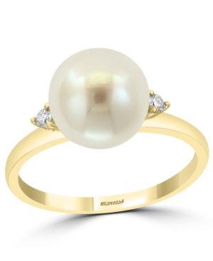 image of Effy Cultured Freshwater Pearl (9mm) & Diamond (1/20 ct. t.w.) Ring in 14k Gold