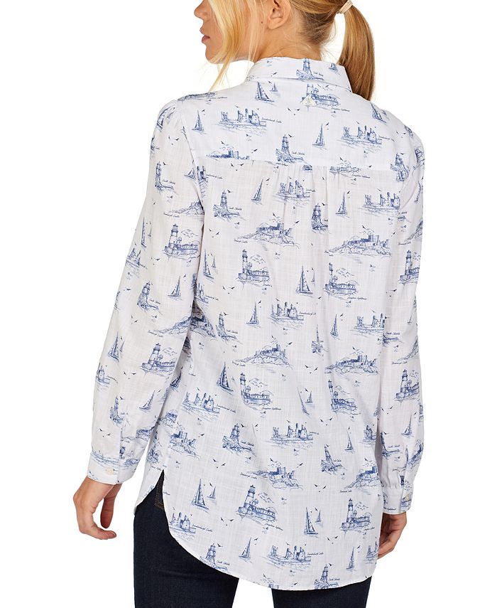 Barbour Seagrass Nautical-Print Cotton Shirt - Macy's