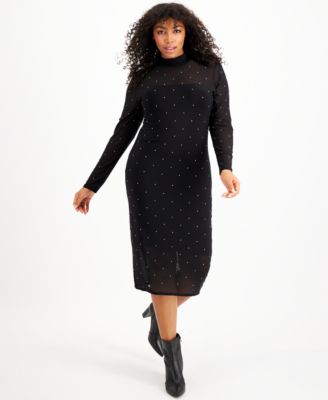 INC International Concepts - Crystal-Detail Mesh Bodycon Dress