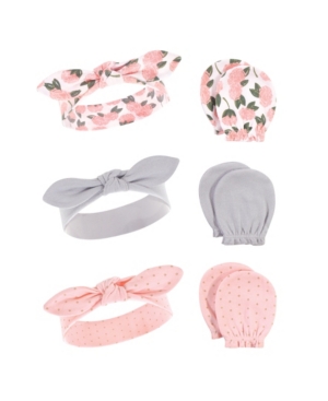 Hudson Baby Girls Cotton Headband and Scratch Mitten Set