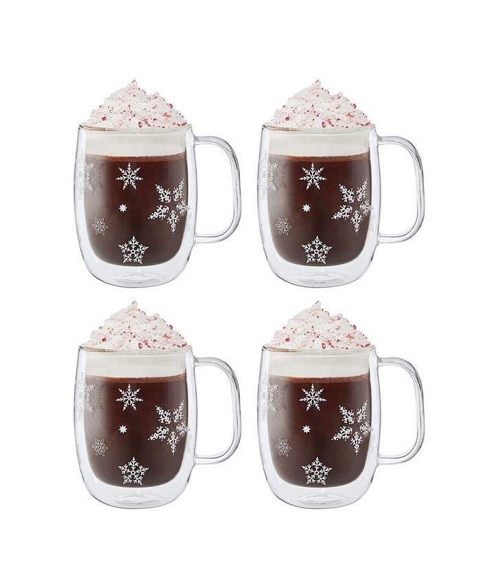 J.A. Henckels Zwilling Sorrento Coffee Glass Mugs, Holiday Set of 4