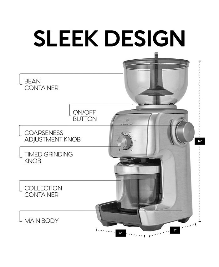 ChefWave Bonne Conical Burr Coffee Grinder w/ 16 Grind Settings